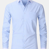 Contrast Collar Stripe Dress Shirt