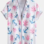Coral Anchor Print Shirt & Swim Shorts Set