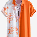 Leaf Print Patchwork Shirt & Swim Shorts Set