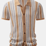 Stripe Eyelet Crochet Shirt