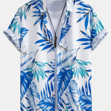 Tropical Leaves Print Button Up Shirt
