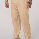 DRAWSTRING LINEN TROUSERS FOR MEN