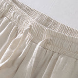 Short Sleeve Stand Collar Shirt & Linen Drawstring Shorts Set