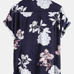 Flowers Print Turndown Collar Shirts