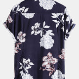 Flowers Print Turndown Collar Shirts