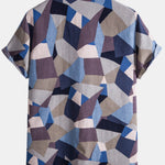 Geometric Color Block Cotton Shirts
