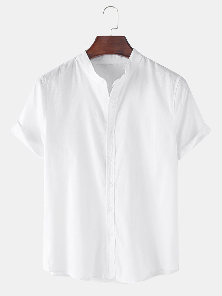 Linen Breathable Short Sleeve Basic Shirts