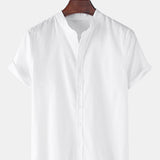 Linen Short Sleeve Shirt & Linen Cotton Blend Cropped Pants Set