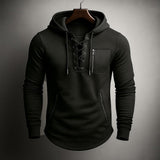 LACE-UP KNIT HOODIE FOR MEN