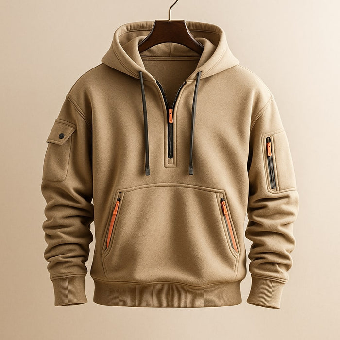 HALF-ZIP FLEECE HOODIE FOR MEN