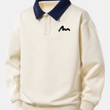 Letter Print Contrast Polo Sweatshirt & Pleated Pintuck Sweatpants Set