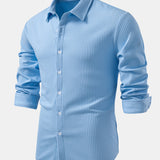 Long Sleeve Muscle Fit Ribbed Button Up Shirt