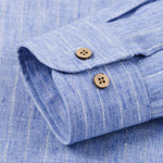Long Sleeve Stripe Linen Button Up Shirt