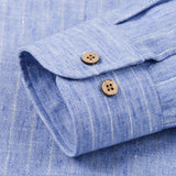 Long Sleeve Stripe Linen Button Up Shirt