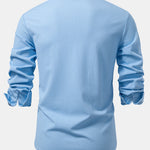 Long Sleeve Muscle Fit Ribbed Stand Collar Shirt