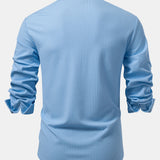 Long Sleeve Muscle Fit Ribbed Button Up Shirt