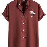 Palm Tree Print Stand Collar Shirt