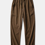 Contrast Textured Johnny Collar Knit Polo & Crinkle Textured Pants Set