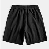 Geometric Jacquard Eyelet Cuban Shirt & Crinkled Textured Drawstring Shorts Set