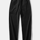Muscle Fit Ribbed Shirt & Elastic Waist Straight Leg Trousers Set