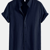 Stand Collar Linen Shirt