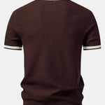 Contrast Zipper Knit Polo & Slim Fit Tapered Trousers Set