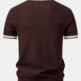 Contrast Zipper Knit Polo & Slim Fit Tapered Trousers Set