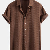Geometry Rhombus Jacquard Shirt & Crinkle Textured Pants Set
