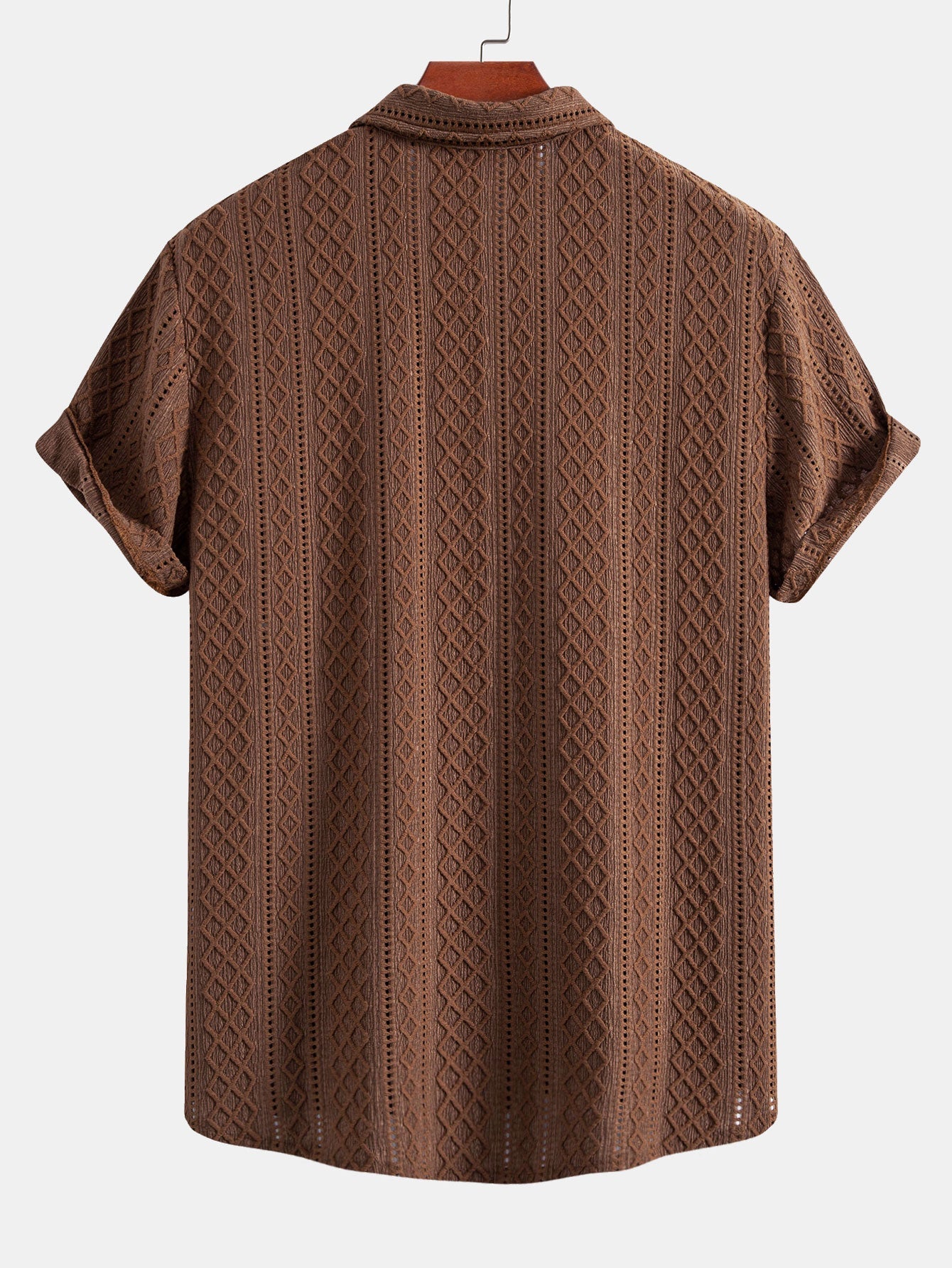 Geometry Rhombus Jacquard Button Up Shirt