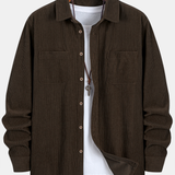Long Sleeve Corduroy Pocket Button Up Shirt