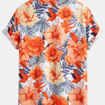 Tropical Flowers Print Shirt & Drawstring Swim Shorts Set