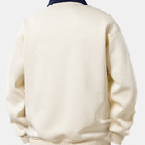 Ghost Drinking Coffee Print Contrast Polo Sweatshirt & Pleated Pintuck Set