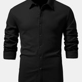 Long Sleeve Muscle Fit Ribbed Button Up Shirt