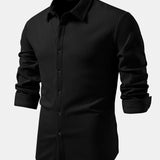 Long Sleeve Muscle Fit Ribbed Button Up Shirt