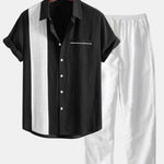Linen Contrast Shirt & Straight Leg Linen Pants Set