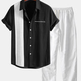 Linen Contrast Shirt & Straight Leg Linen Pants Set