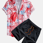 Tropical Print Shirt & Swim Shorts Set
