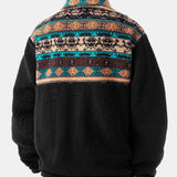 Quarter Zip Ethnic Geometric Patchwork Teddy Sweatshirt & Corduroy Jogger Set