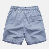 Crinkled Textured Shirt & Stripe Print Swim Shorts Set