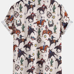 Cowboy Print Shirt & Drawstring Swim Shorts Set
