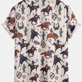 Cowboy Print Shirt & Drawstring Swim Shorts Set