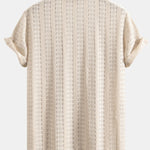 Floral Jacquard Textured Cuban Shirt & Straight Leg Linen Pants Set