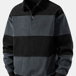 Contrast Corduroy Polo Sweatshirt & Corduroy Jogger Pants Set