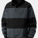 Contrast Corduroy Polo Sweatshirt & Corduroy Jogger Pants Set