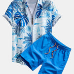 Leaf Island Print Shirt & Drawstring Swim Shorts Set