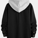 Contrast Waffle Hooded Shirt