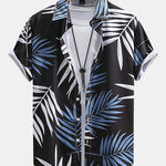 Tropical Leaves Print Button Up Shirt