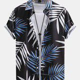 Tropical Leaves Print Button Up Shirt