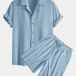Animal Texture Terry Cuban Shirt & Shorts Set