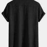 Short Sleeve Seersucker Stand Collar Shirt